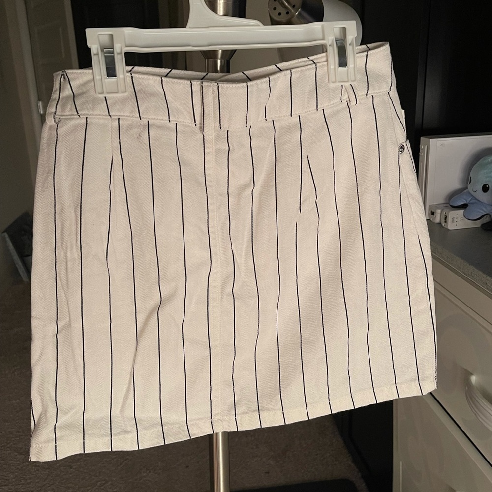 B&W striped jean skirt